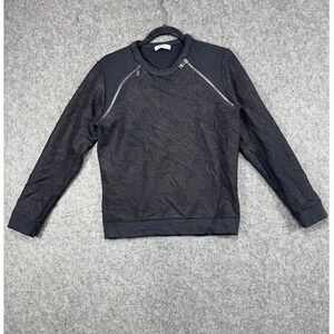 Versace Collection Mens M Black Textured Zip Shoulder Sweatshirt Pullover